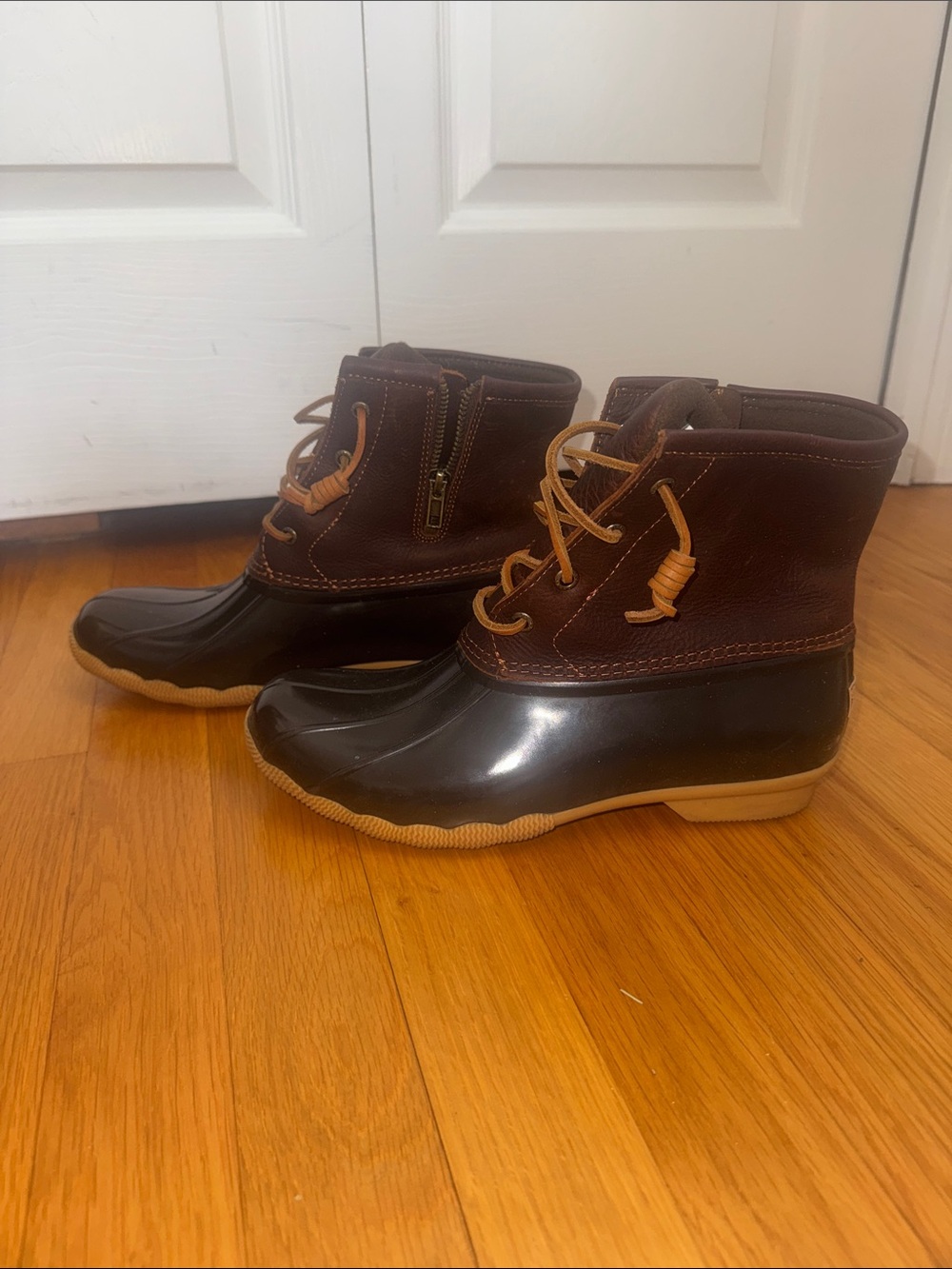 Sperry Dark Brown and Tan Rain Duck Boots